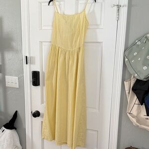 Yellow Striped Spaghetti Strap Dress